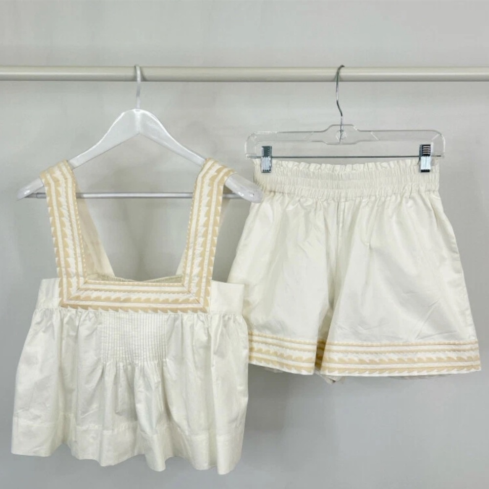 Tuckernuck Brighton Matching Set Cream and Tan Two-Piece size Small